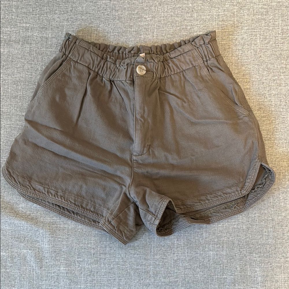 High Waist Brown Relaxed Fit Shorts
